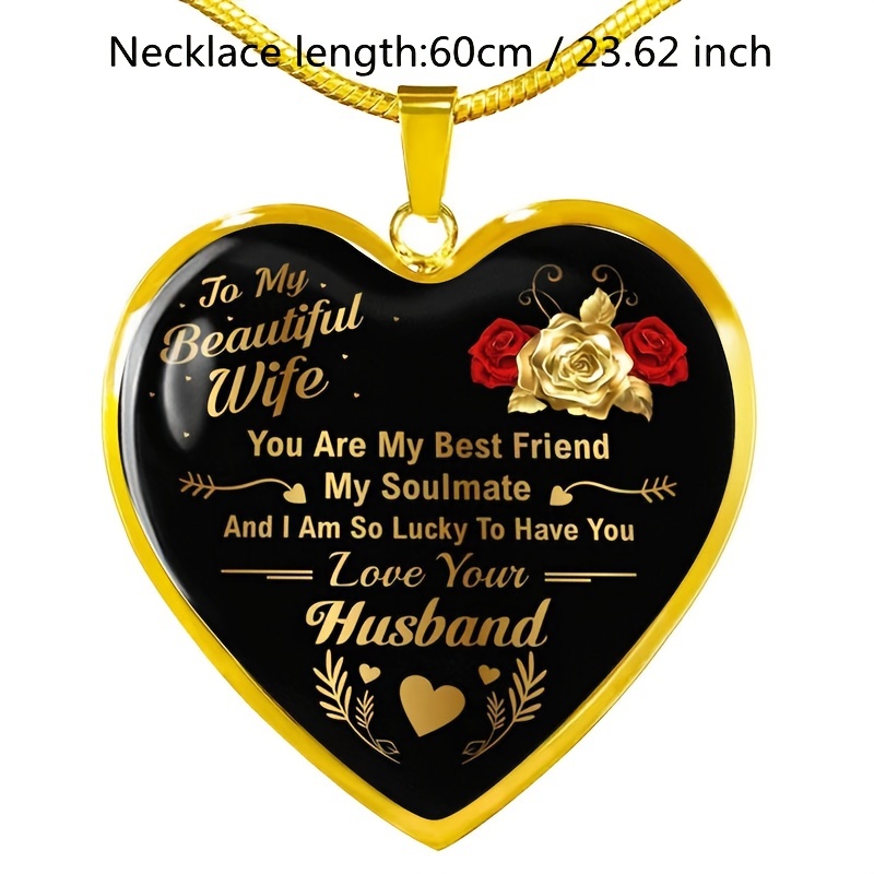 Heart Pendant Necklace To Wife Anniversary Birthday Gift